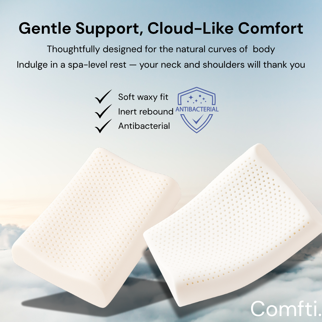 ☁️ Comfti CloudRest :  Natural Thai Latex Pillow – Breathable, Ergonomic, and Supportive for Neck & Shoulder Relief