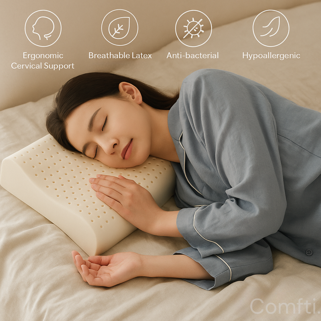 ☁️ Comfti CloudRest :  Natural Thai Latex Pillow – Breathable, Ergonomic, and Supportive for Neck & Shoulder Relief